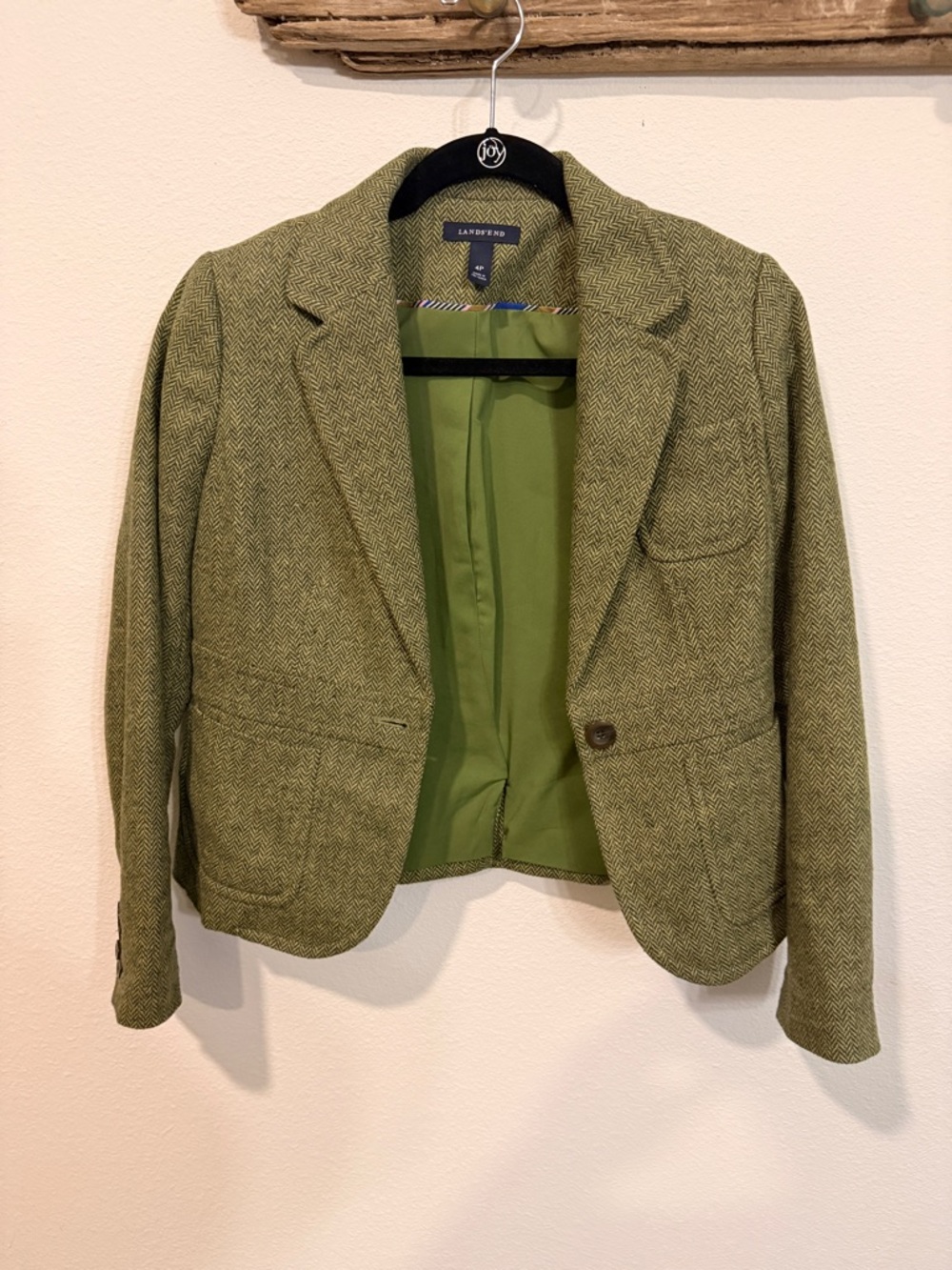 Lands' End Women's Green Tweed Blazer Size 4P